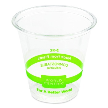 World Centric CP-CS-3 3 oz PLA Plastic Cold Cups - Clear (2500/Carton)