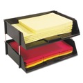 Desktop Organizers | Deflecto 582704 16.38 in. x 11.13 in. x 3.5 in. 2-Sections Letter to Legal Size Files Industrial Tray Side-Load Stacking Tray Set - Black (2/Set) image number 2