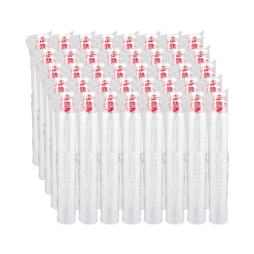 Cups and Lids | Dart 16J16H 16 oz. Horizon Printed Hot/Cold Foam Drinking Cups - Cranberry/White (1000/Carton) image number 0