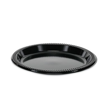 BOWLS AND PLATES | Pactiv Corp. YPI9E 8.88 in. Diameter Prairieware Impact Plastic Plate Dinnerware - Black (400/Carton)