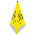 Just Launched | Rubbermaid Commercial FG9S0100YEL 3-Sided Fabric 21 in. x 21 in. x 30 in. Multilingual Pop-Up Wer Floor Safety Cone - Yellow image number 1