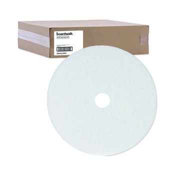 CLEANING AND SANITATION ACCESSORIES | Boardwalk BWK4024WHI 24 in. Diameter Polishing Floor Pads - White (5/Carton)