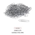 Paper Clips | Universal A7072220 Smooth Paper Clips - Jumbo, Silver (100/Box, 10 Boxes/Pack) image number 5