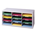 Back to School Sale | Fellowes Mfg Co. 25004 12 Sections 29 in. x 11-7/8 in. x 12-15/16 in. Particle Board Desktop Sorter - Dove Gray image number 1