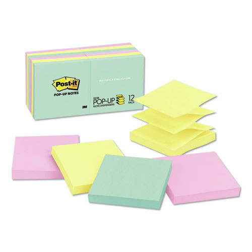 Notebooks & Pads | 3M R330-12AP 3 in. x 3 in. Original Pop-up Refill Value Pack - Beachside Cafe Collection Colors (12/Pack) image number 0