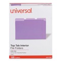 File Folders | Universal UNV12305 1/3-Cut Assorted Tab Interior File Folders - Letter Size, Violet (100/Box) image number 0