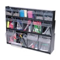 Boxes & Bins | Deflecto 20604OP Tilt Bin 23.63 in. x 3.63 in. x 4.5 in. Interlocking Multi-Bin Storage Organizer - Black/Clear image number 2