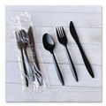 Cutlery | Boardwalk BWK3KITBLPP 3-Piece Mediumweight Plastic Fork/Knife/Spoon Polypropylene Cutlery Kit - Black (250/Carton) image number 3