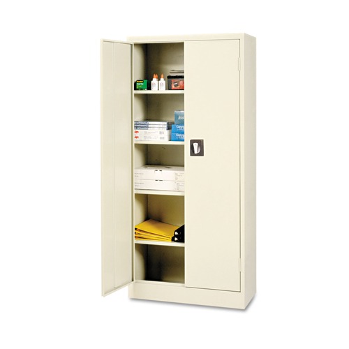 Office Filing Cabinets & Shelves | Alera CM6615PY 30 in. x 15 in. x 66 in. Space Saver 4-Shelf Storage Cabinet - Putty image number 0