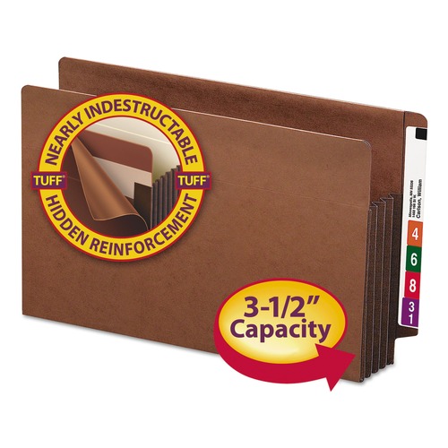 File Folders | Smead 74780 3.5 in. Expansion Heavy-Duty End Tab TUFF Pockets - Redrope/Legal Size (10/Box) image number 0