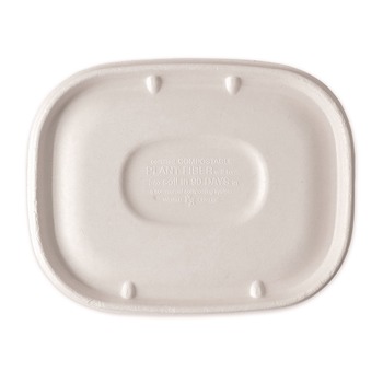 World Centric CTLSCU3LF 8.9 in. x 6.9 in. x 0.4 in. Paper Fiber Lids for Fiber Containers - Natural (400/Carton)