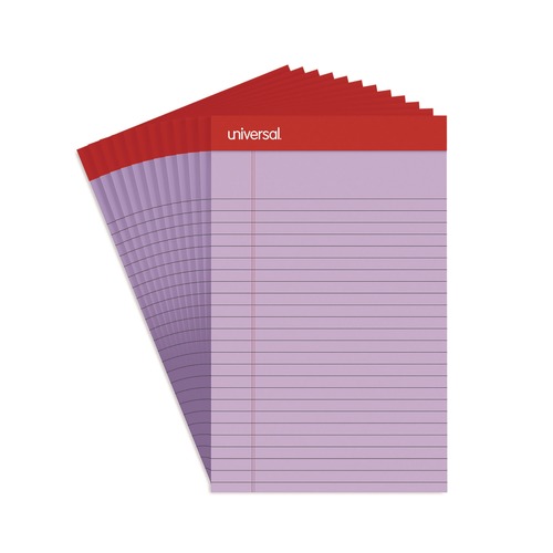 Notebooks & Pads | Universal UNV35854 50-Sheet 5 in. x 8 in. Colored Perforated Writing Pads - Narrow Rule, Orchid (1 Dozen) image number 0