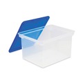 File Folders | Storex 61508U01C 18.5 in. x 14.25 in. x 10.88 in. Letter/Legal Files Plastic File Tote - Clear/Blue image number 0