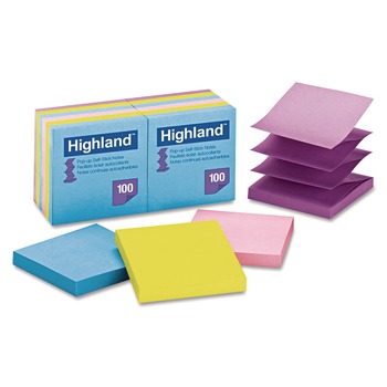 PRODUCTS | Highland 6549-PUB 3 in. x 3 in. Self-Stick Pop-up Notes - Assorted Bright Colors (12 Pads/Pack)