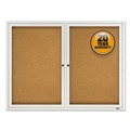 Labor Day Sale | Quartet 2124 48 in. x 36 in. Cork/Fiberboard Enclosed Cork Bulletin Board - Silver Aluminum Frame image number 1