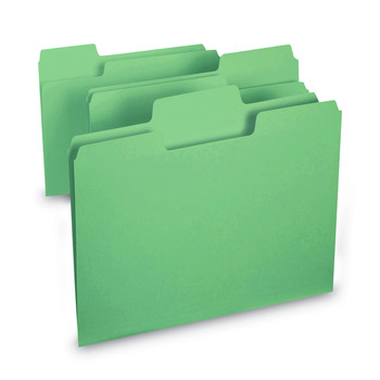 Smead 11985 1/3-Cut Tabs Assorted Letter Size 0.75 in. Expansion SuperTab Colored File Folders - Green (100/Box)