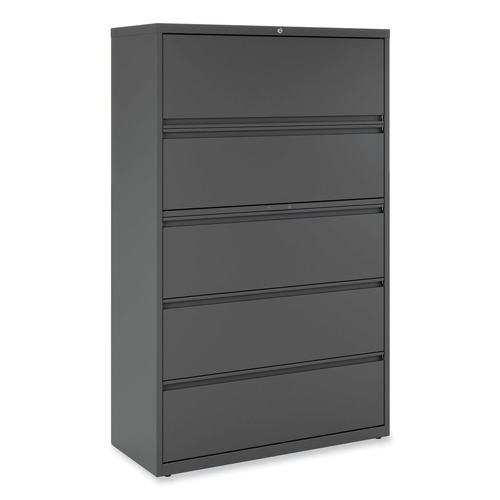 Office Filing Cabinets & Shelves | Alera 25515 42 in. x 18.63 in. x 67.63 in. 5 Legal/Letter/A4/A5 Size Lateral File Drawers - Charcoal image number 0