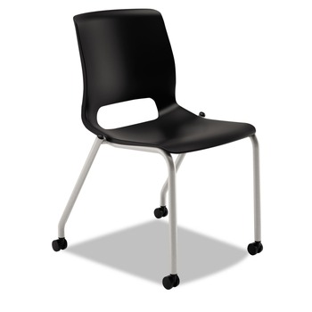 OFFICE CHAIRS | HON HMG2.N.A.ON.CU10.PLAT Motivate 300 lbs. Capacity Four-Leg Stacking Chair - Onyx/Black/Platinum (2/Carton)