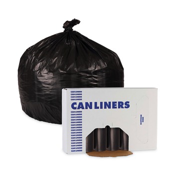 Boardwalk W4832YKKR01 24 in. x 32 in. 16 gal. 1 mil Perforated Roll Low-Density Waste Can Liners - Black (150/Carton)