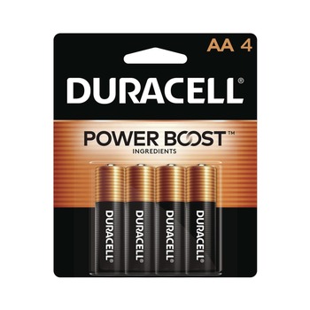 HOUSEHOLD BATTERIES | Duracell MN1500B4Z Power Boost CopperTop Alkaline AA Batteries (4/Pack)