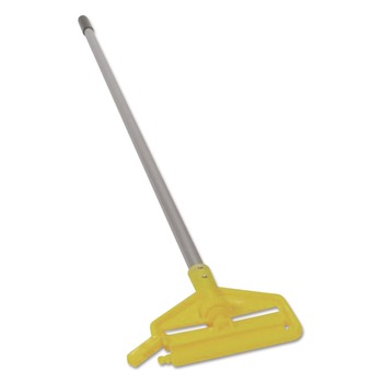 Rubbermaid Commercial FGH136000000 1 in. x 60 in. Invader Aluminum Side-Gate Wet-Mop Handle - Gray/Yellow