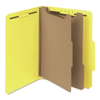 Smead 14064 2 in. Expansion Recycled Pressboard 6-Fastener Classification Folders - Letter Size/Yellow Exterior (10/Box)