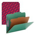 File Folders | Smead 13733 4-Section Pressboard Top Tab Classification Folders with 4 SafeSHIELD Fasteners - Letter Size/Green (10/Box) image number 1