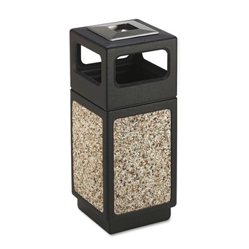 Safco 9470NC 15 Gallon Polyethylene/Stainless Steel Canmeleon Aggregate Panel Receptacles - Black