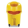 Mop Buckets | Rubbermaid Commercial Yellow Mop Bucket with 35 Qt Wavebreak Down-Press Plastic Bucket/Wringer Combo image number 1