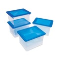 File Folders | Storex 61508U01C 18.5 in. x 14.25 in. x 10.88 in. Letter/Legal Files Plastic File Tote - Clear/Blue image number 3