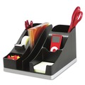 Desktop Organizers | Deflecto 35172 8.13 in. x 9.13 in. x 5.19 in. 6 Compartments Silhouettes All-In-One Plastic Caddy - Black/Silver image number 4