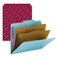 File Folders | Smead 14030 6-Section Pressboard Top Tab Classification Folders with 6 SafeSHIELD Fasteners - Letter Size/Blue (10/Box) image number 1