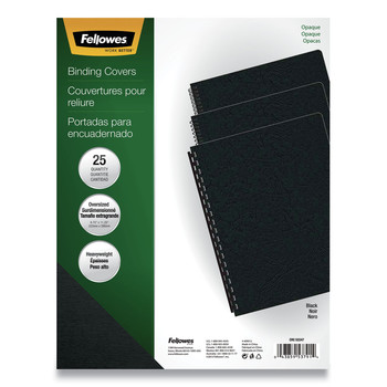 BINDERS AND BINDING SUPPLIES | Fellowes Mfg Co. 5224701 11.25 in. x 8.75 in. Futura Unpunched Presentation Covers for Binding Systems - Opaque Black (25/Pack)
