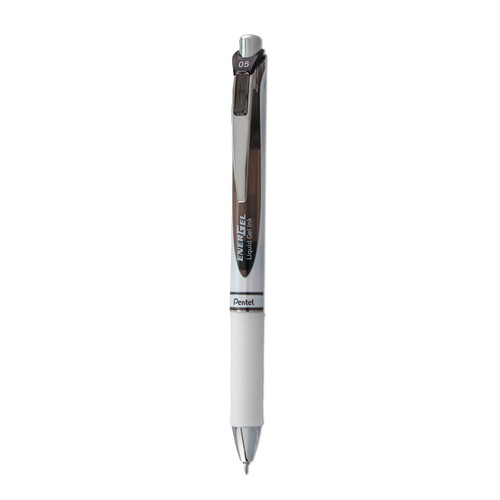 Pens | Pentel BLN75PW-A EnerGel RTX Fine 0.5 millimeter Retractable Gel Pen - Black Ink/White/Smoke Barrel image number 0