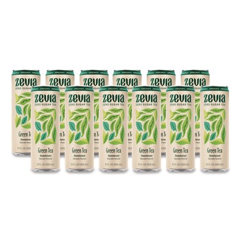 BEVERAGES AND DRINK MIXES | Zevia 01706-12 12 oz Can Zero Sugar Naturally Sweetened Green Tea (12/Carton)