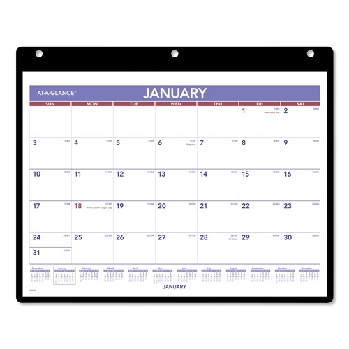 Bulletin Boards | AT-A-GLANCE SK8-00 12-Month (Jan-Dec): 2026 11 in. x 8 in. Monthly Desk/Wall Calendar with Plastic Backboard and Bonus Pages - White/Violet/Red Sheets image number 0
