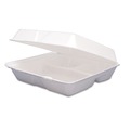 Just Launched | Dart 95HT3R 9.25 in. x 9.5 in. x 3 in. 3-Compartment Foam Hinged Lid Containers - White (200/Carton) image number 2