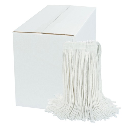 Mops | Boardwalk BWK2024RCT #24 Cut-End Rayon Wet Mop Head - White (12/Carton) image number 0