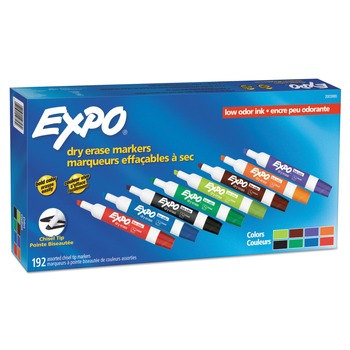 EXPO 2003995A Low-Odor Chisel Tip Dry Erase Marker Office Value Pack - Assorted Colors (192/Pack)