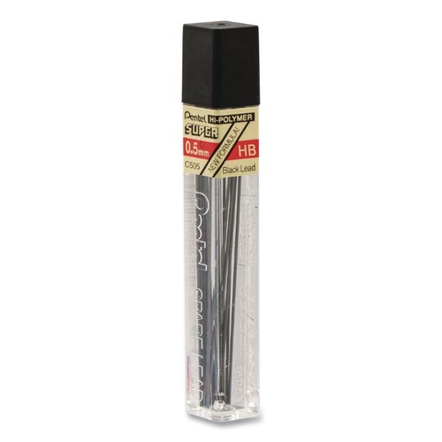 Pencils | Pentel C505-HB 0.5 mm Super Hi-Polymer HB Lead Refills - Black (12/Pack) image number 0