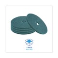 Cleaning & Janitorial Accessories | Boardwalk BWK4018GRE 18 in. Diameter Heavy-Duty Scrubbing Floor Pads - Green (5/Carton) image number 5