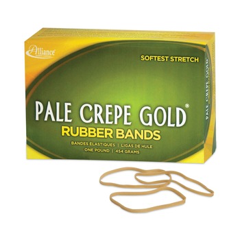 Alliance 20335 1 lbs. Box Size 33 0.04 in. Gauge Pale Crepe Gold Rubber Bands - Golden Crepe (1-Box)