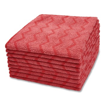 CLEANING CLOTHS | Rubbermaid Commercial FGQ62000RD00 HYGEN Microfiber 16 in. x 16 in. Cleaning Cloths - Red (12/Carton)