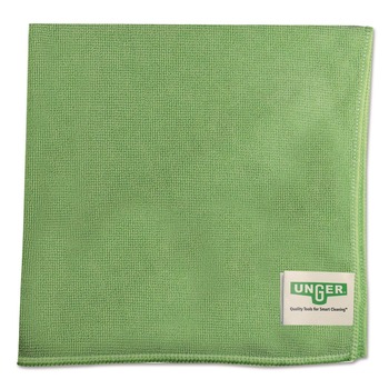 CLEANING CLOTHS | Unger MF400 16 in. x 15 in. SmartColor Microfiber MicroWipes - Green (10/Pack)
