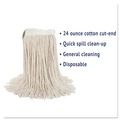 Just Launched | Boardwalk BWK224CCT 24 oz. Cotton Premium Cut-End Wet Mop Heads - White (12/Carton) image number 6