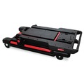  | Rubbermaid Commercial FG430000BLA 23.88 in. x 45.13 in. x 34.38 in. 400 lbs. Capacity 2 Shelves Plastic Convertible Utility Cart - Black image number 4