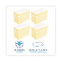Cleaning Tools | Boardwalk 63BWK LD 0.7 in. Thick 3.6 in. x 6.1 in. Individually Wrapped Light Duty Scrubbing Sponge - Yellow/White (20/Carton) image number 2
