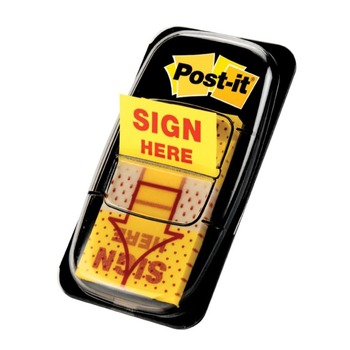 Post-it Flags 680-SH12 1 in. Arrow Message Sign Here Page Flags - Yellow (600/Box)