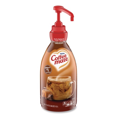 Condiments | Coffee-Mate 12323367 1.5 L Liquid Creamer Pump Bottle - Salted Caramel Chocolate image number 0