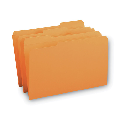 File Folders | Smead 17534 0.75 in. Expansion Assorted 1/3-Cut Tabs Legal Size Reinforced Top Tab Colored File Folders - Orange (100/Box) image number 0